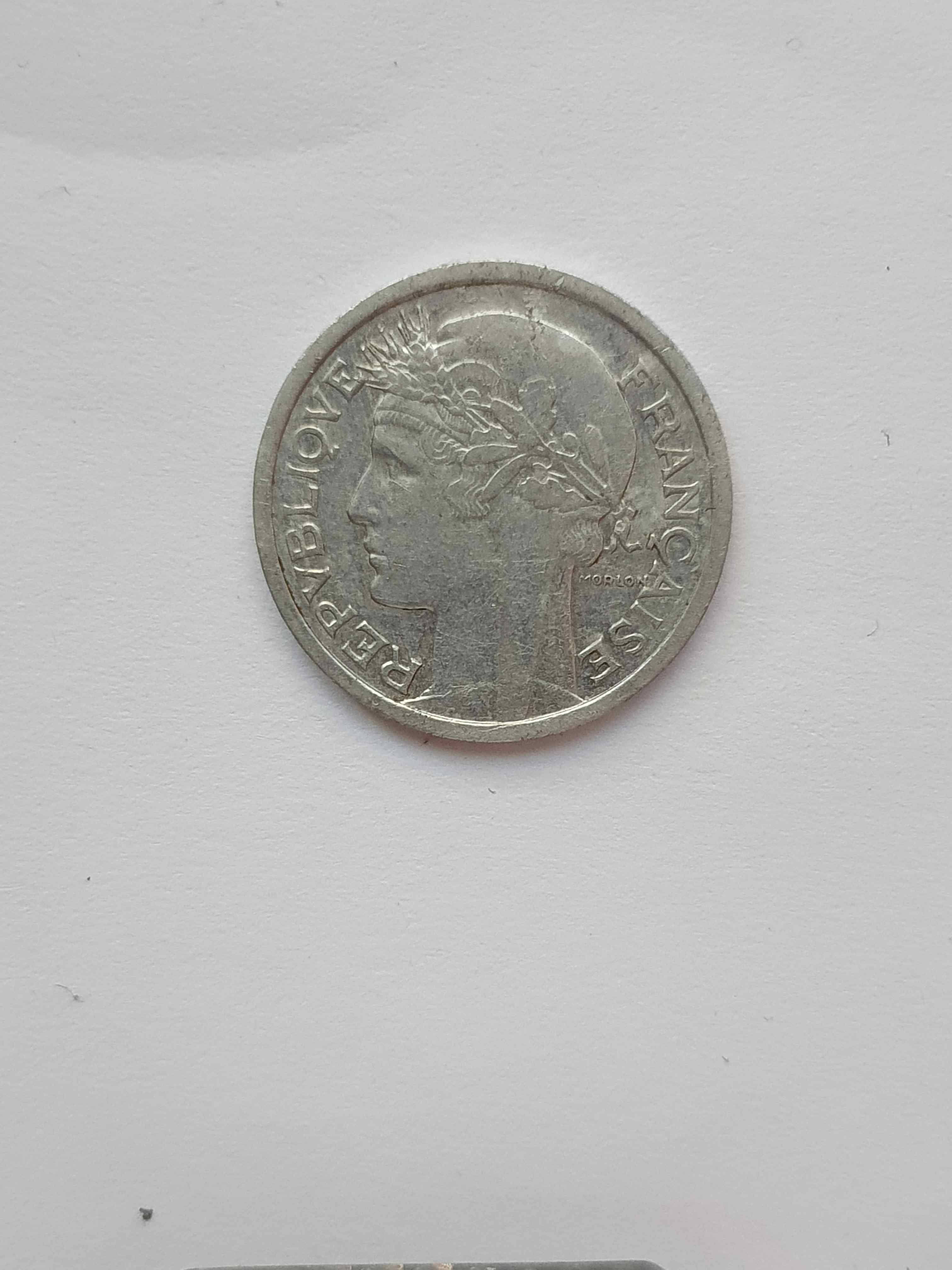 1945-France-One-Frank-Coin-With-Over-9/3-Date,